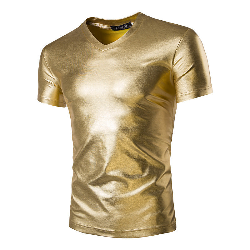 Short-sleeved T-shirt Shiny Men's T-shirt Bottoming Shirt