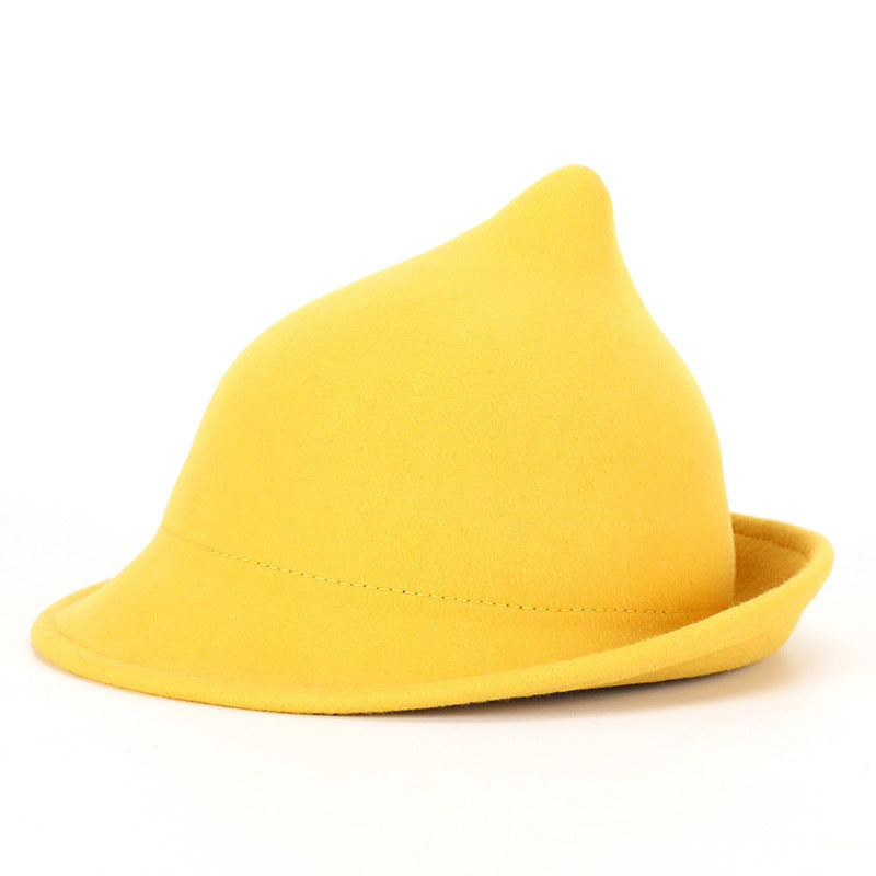 Fashion Personality Curling Wool Witch Hat – Trendy Winter Statement Headwear