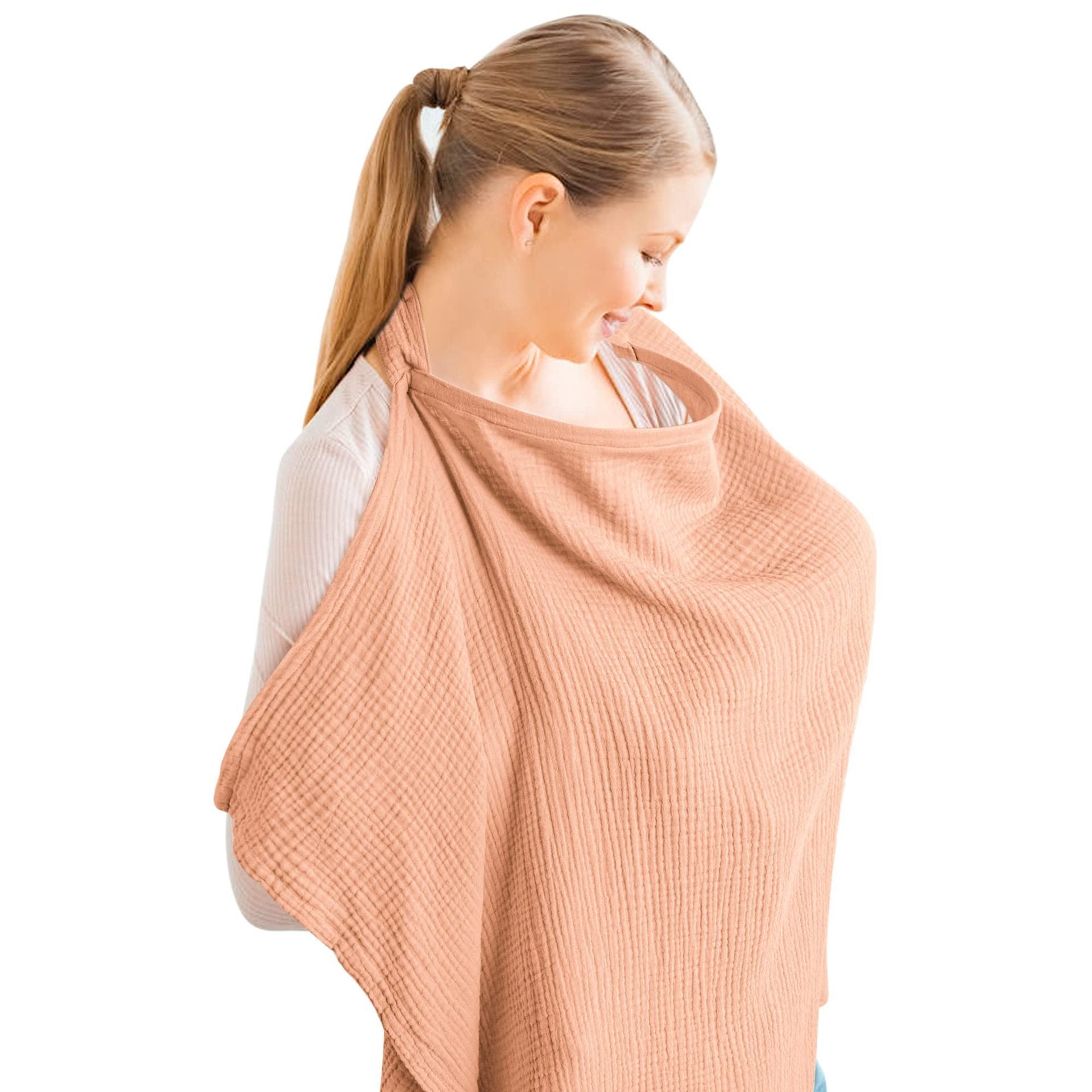 Muslin Nursing Cover – Breathable Cotton Breastfeeding Apron with Rigid Hoop & Multi-Use Canopy