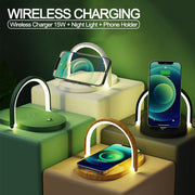 3-in-1 Foldable Wireless Charger & Night Light, 15W Qi Charging Station for iPhone, Apple Watch & AirPods