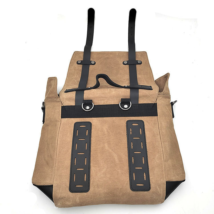Unisex Waterproof Canvas Motorcycle Side Bag Large Capacity