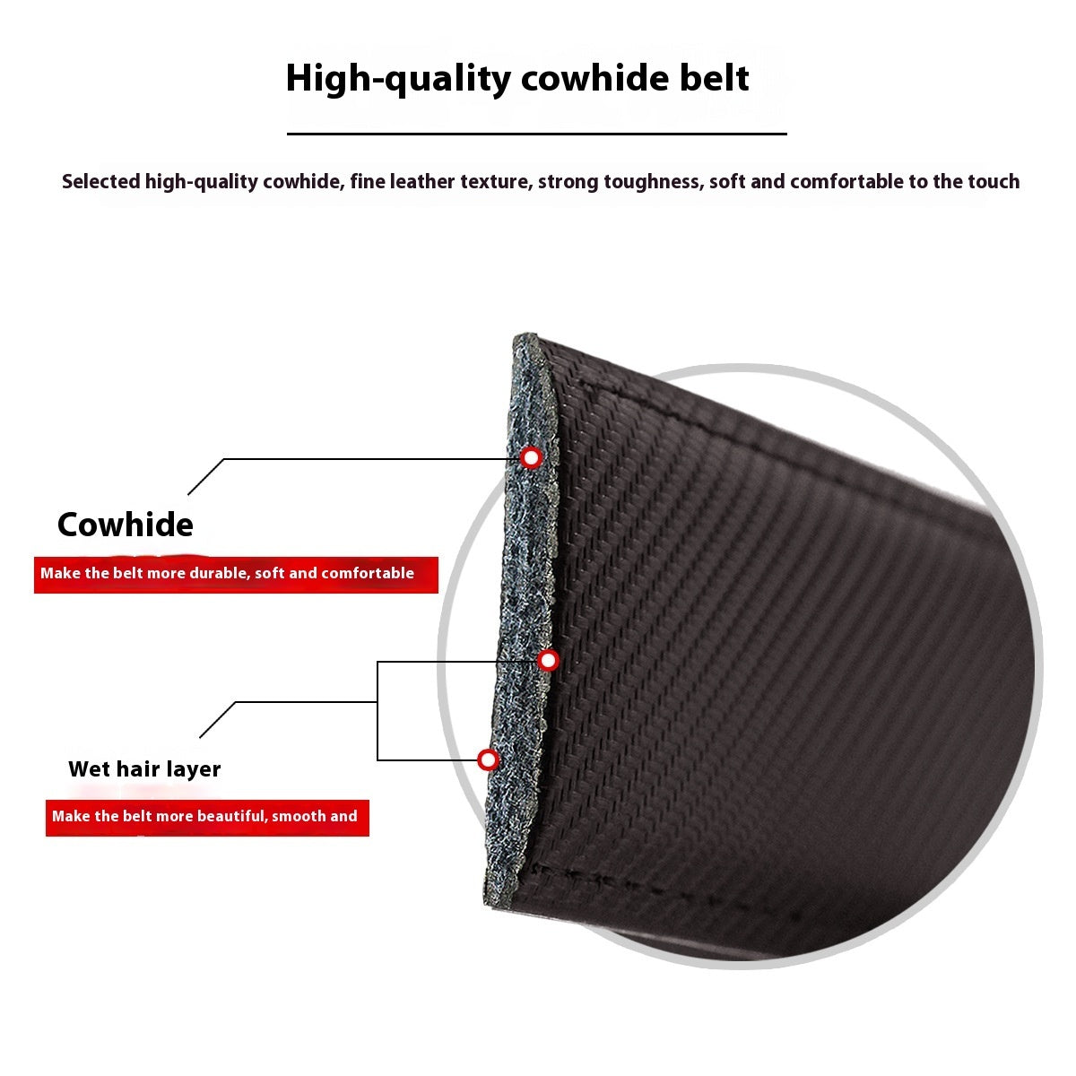 Men's Leather Belt with Alloy Automatic Buckle