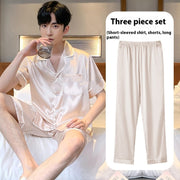 Ice Silk Home Wear Suit Men's Three-piece Suit