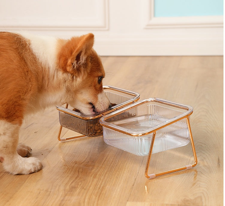 Cat Bowl Transparent High Foot  Diagonal Neck Guard