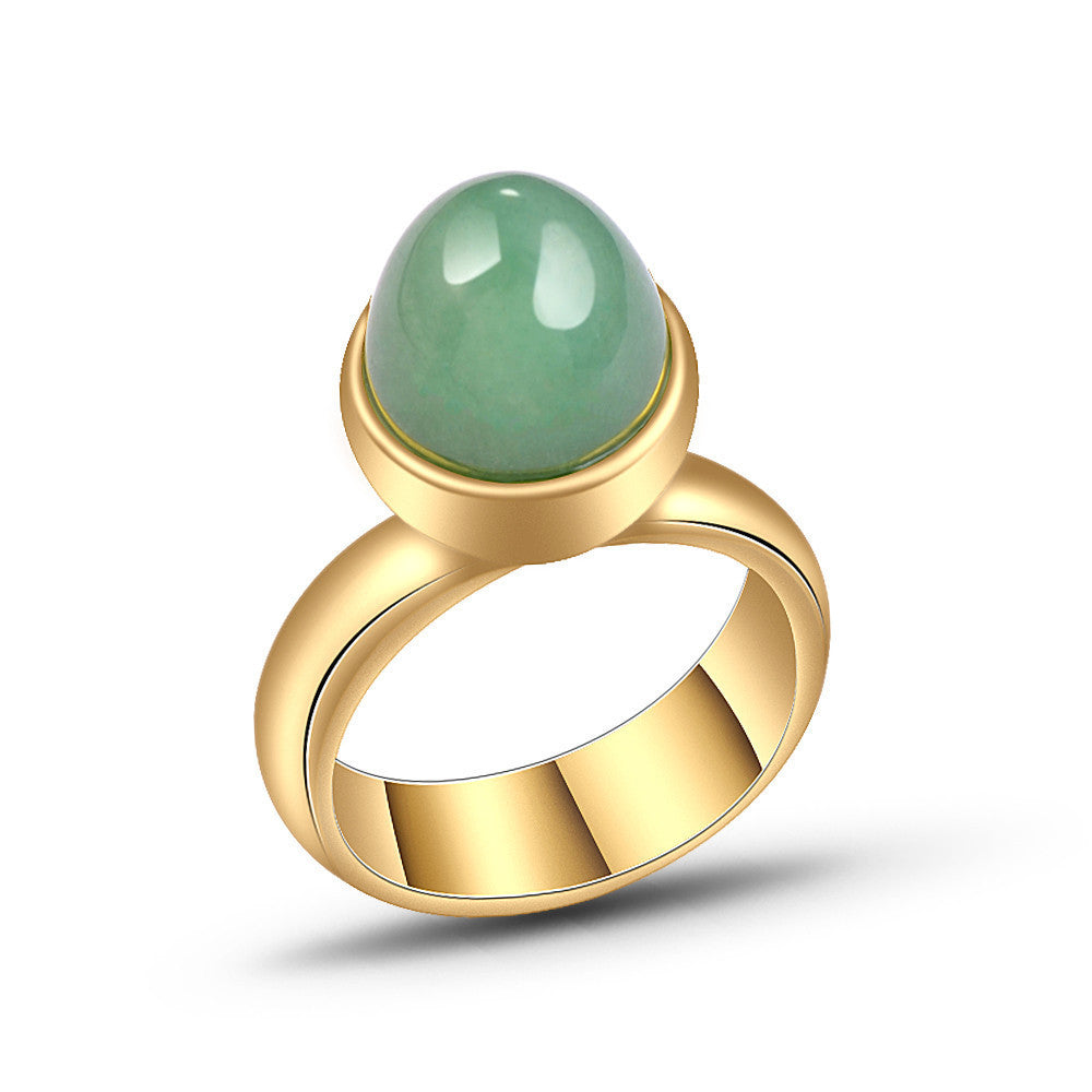 European And American Rings Cross-border Jewelry Natural  Crystal Aventurine