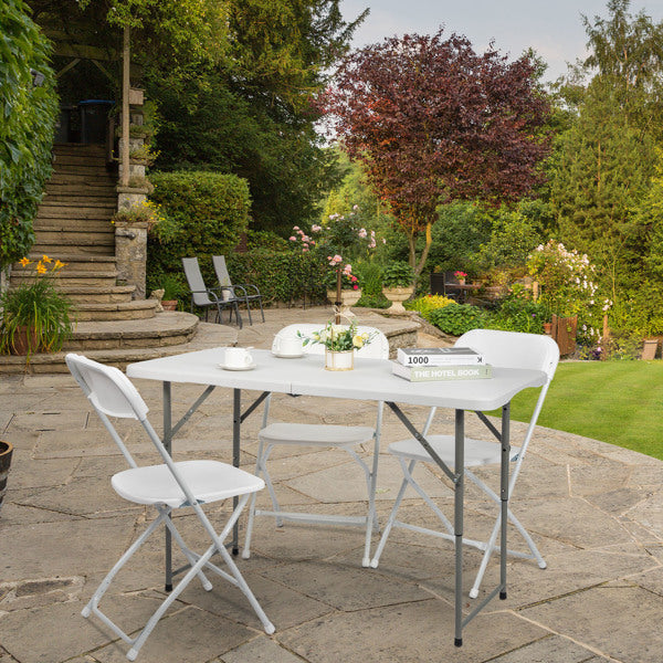 4ft White Foldable Courtyard Plastic Table