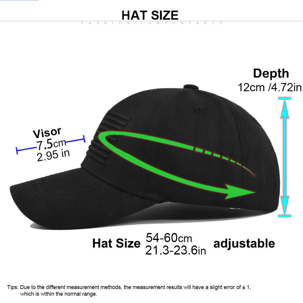 Stereo Embroidered Peaked Cotton Cap with Hard Dome Top for Men and Women