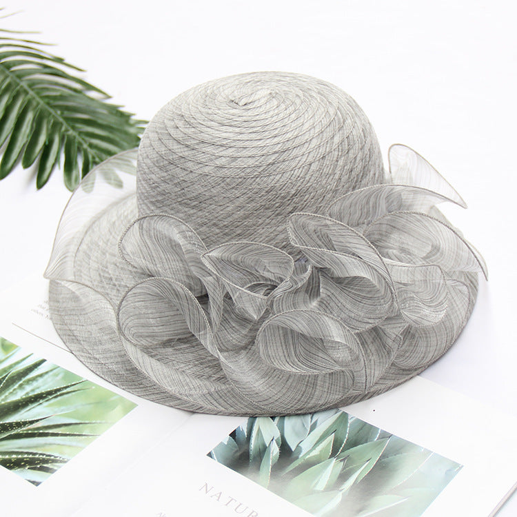 Women's Korean Lace Organza Wide Brim Foldable Sun Hat