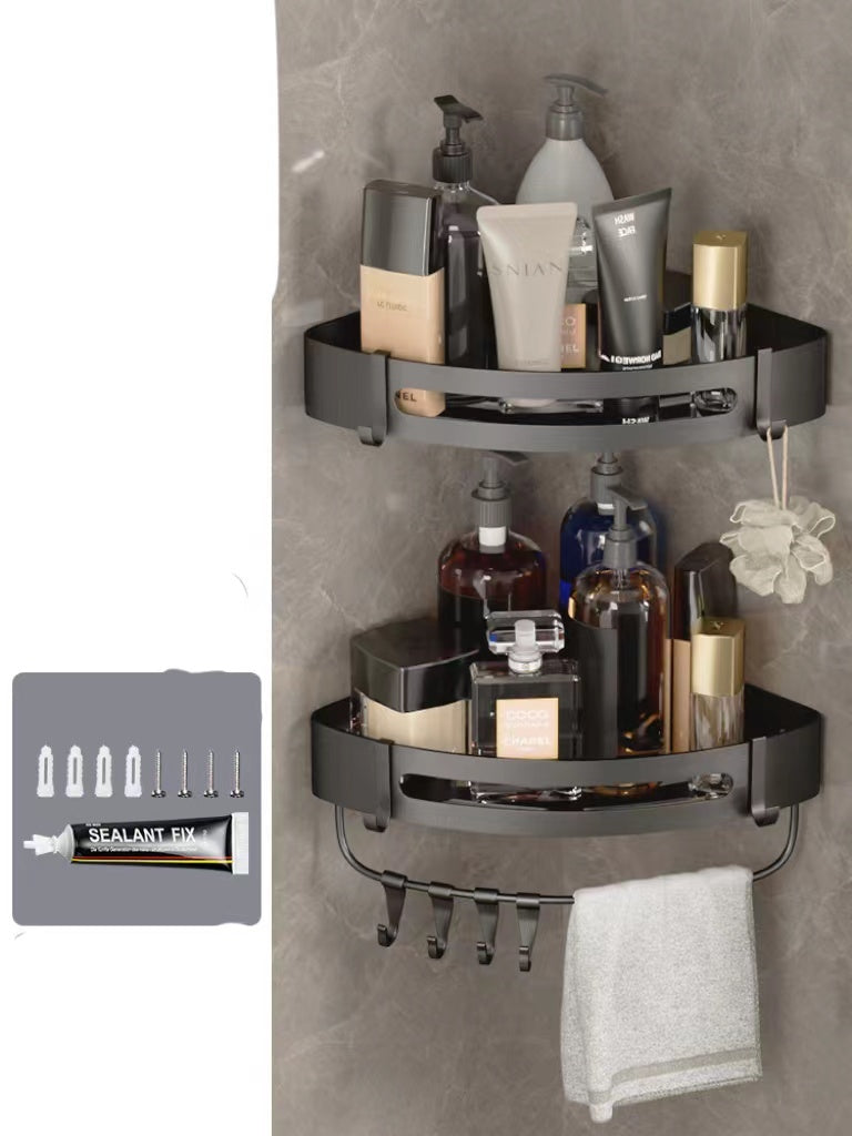 Bathroom Triangle Shelf – Wall-Mounted Perforated Simple Corner Storage Rack