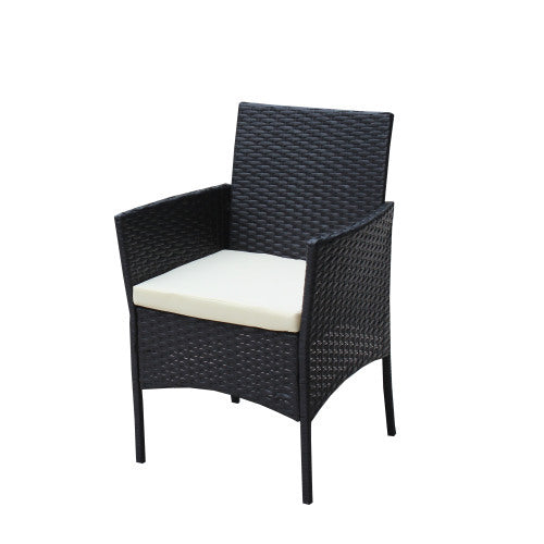 4-Piece Black Rattan Outdoor Patio Furniture Set