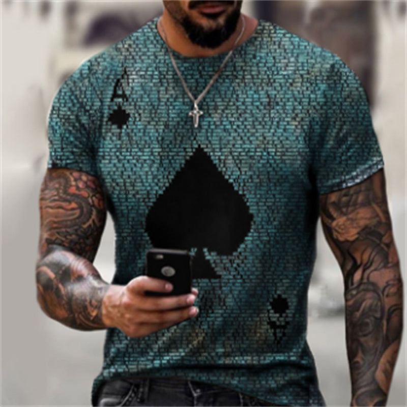 Casual Round Neck Short Sleeve 3D Digital Printing T-shirt