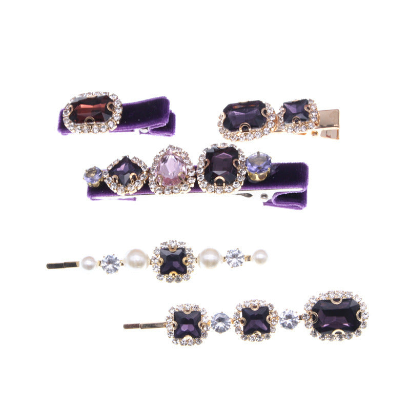 Colorful Fashion Rhinestone Flannel Ladies Hair Accessories Set