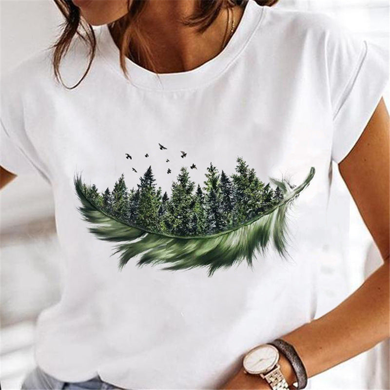 Women's Dandelion Print Milk Silk Pullover Tee