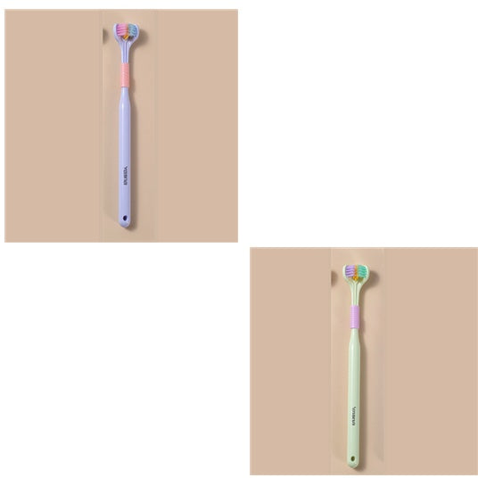 Three-Sided Macaron Soft Bristle Toothbrush – Deep Clean, Safe & Portable