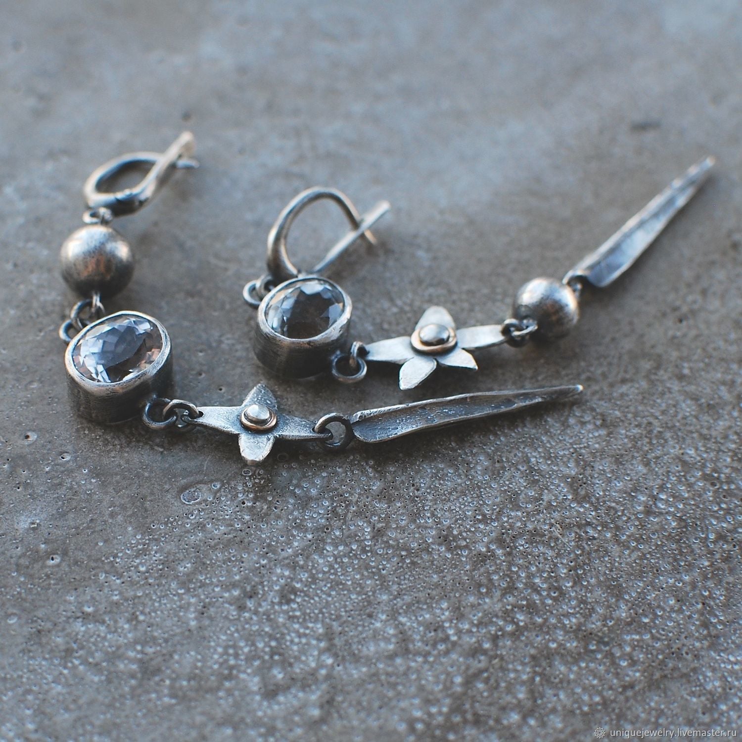 Hesheng New Geometric Ancient Silver-plated Long Rhinestone XINGX Pendant Earrings