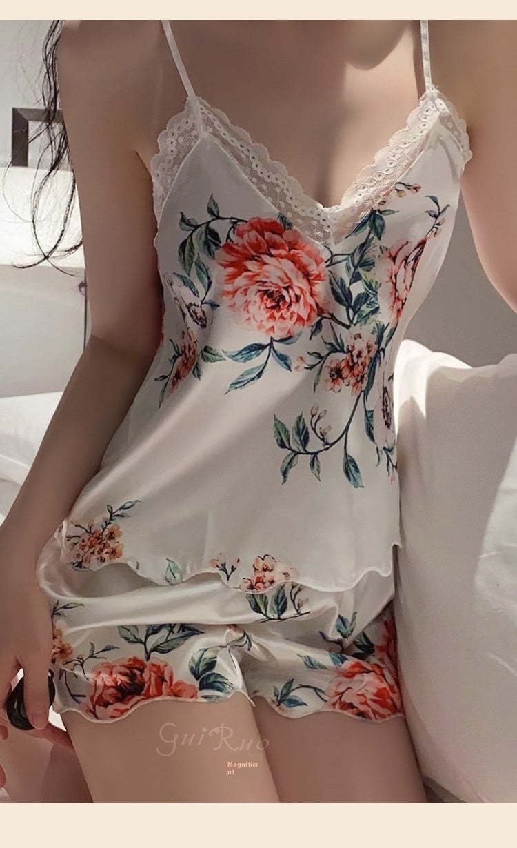 V-neck Printing Comfortable Homewear Suit
