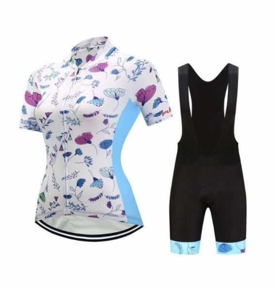 Short-Sleeved Bib Cycling Clothes Suit Bicycle  Wicking Outdoor Clothes