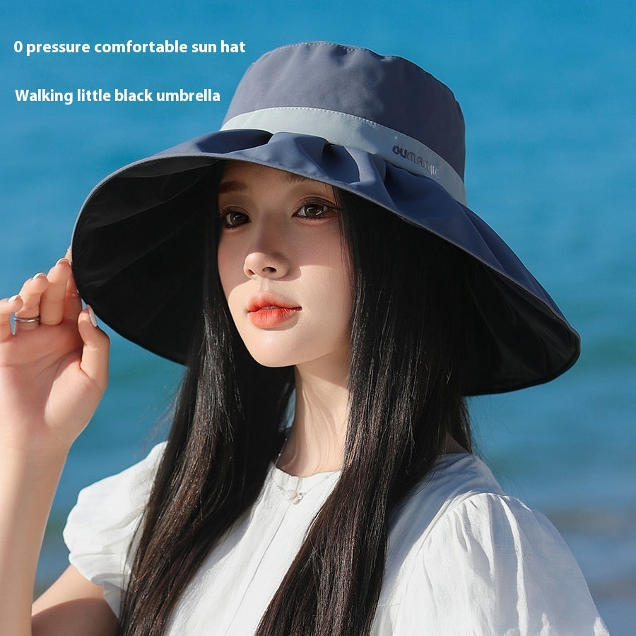 Velvet Vinyl Big Brim Fisherman Hat Outdoor Casual Sun Protection