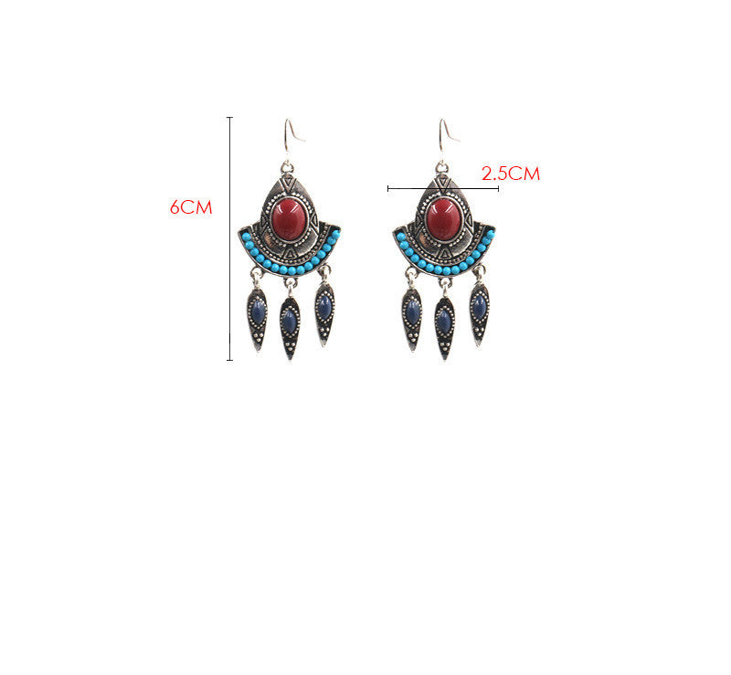 Elegant Turquoise Geometric Alloy Tassel Long Earrings for Women