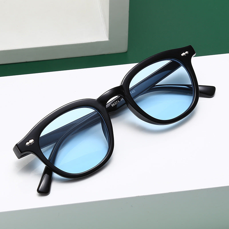 Retro Beige Nail-Detail Fashion Sunglasses