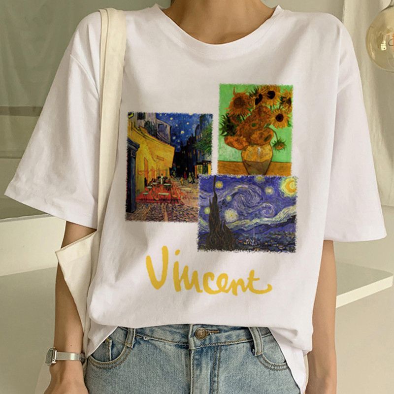 Women's Modal Art Print T Shirt Van Gogh Regular