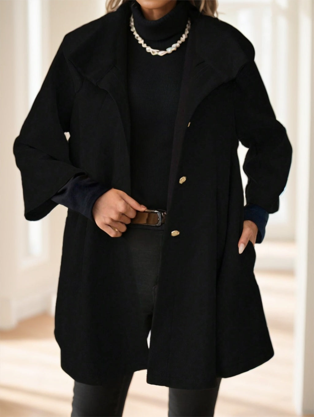 Women's Color Block Front Button Longsleeve Polyester Jacket