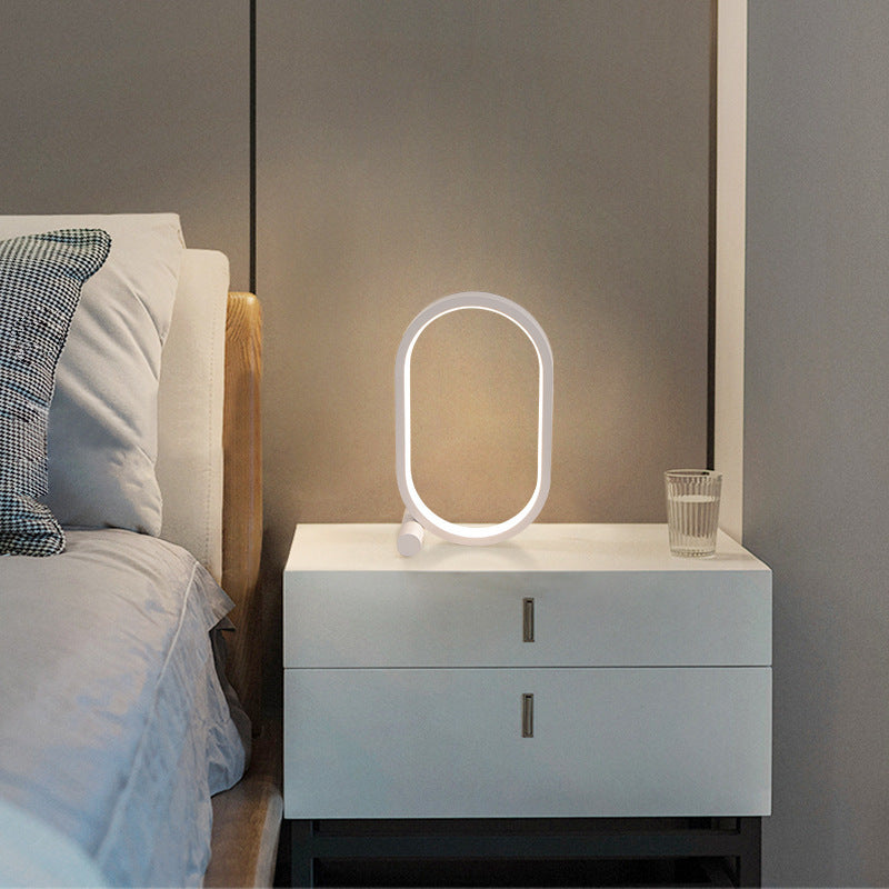 USB Plug-In Oval Acrylic Lamp – Touch Control Dimmable Modern Bedside & Desk LED Night Lamp