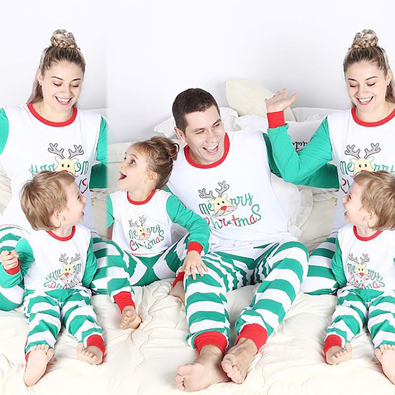 Striped Printing Long-Sleeved Home Leisure Parent-Child Suit