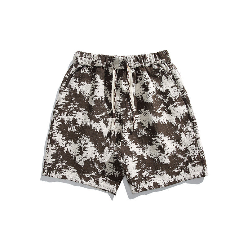 Loose American Retro Floral Shorts Men