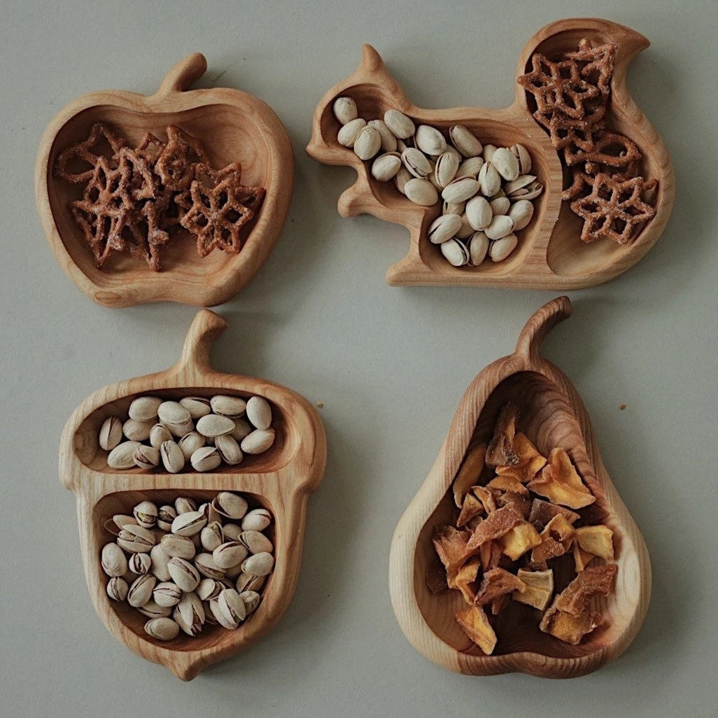 Rubber Wood Snack Tray Set 4 Pcs For Snacks Everyday Use