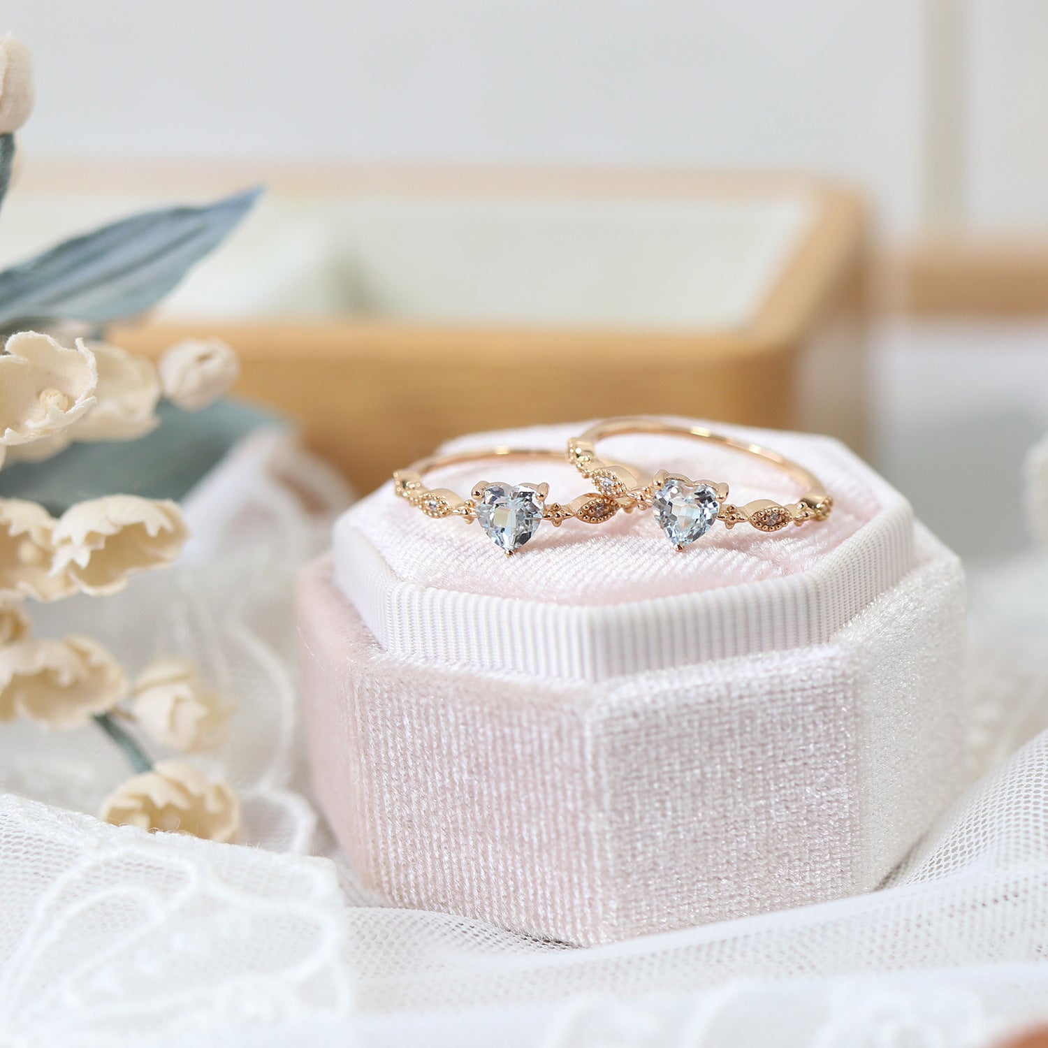 Fashion Sky Blue Glass Stone Love Heart Ring