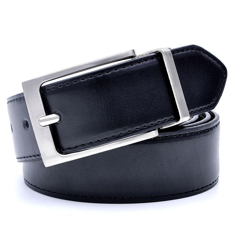 Genuine Leather Pin Buckle Belt – Classic Two-Tone Design
