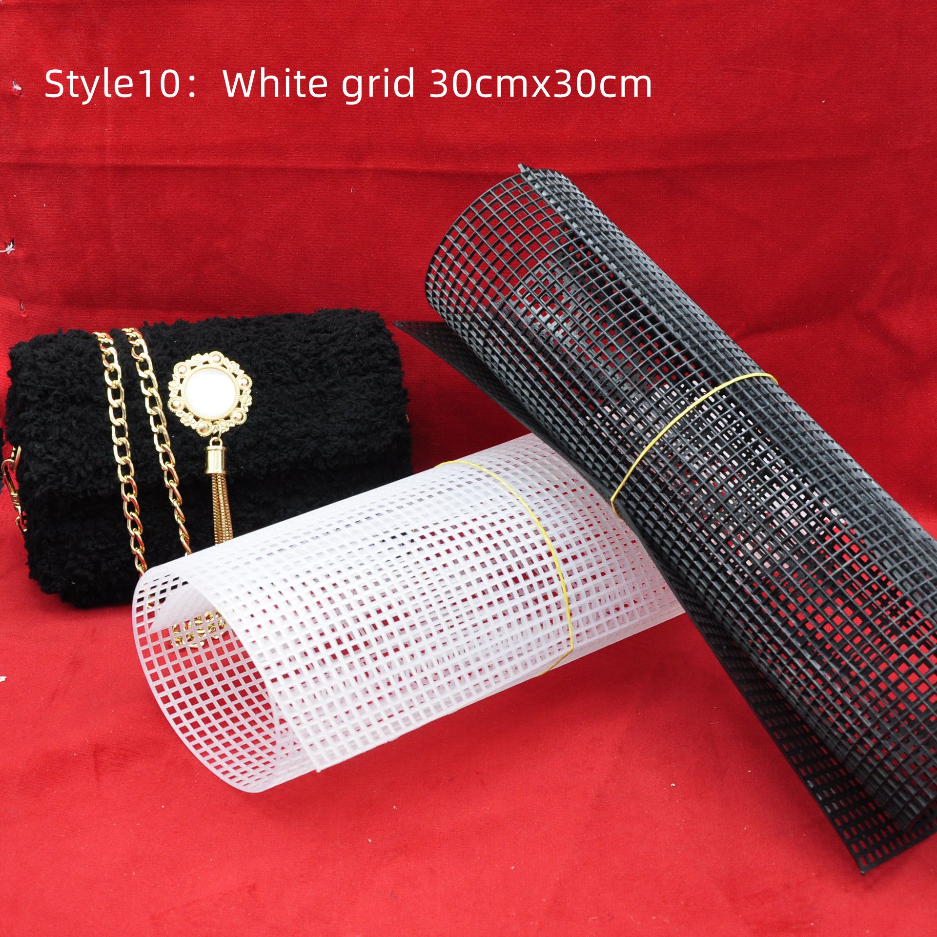 Cloth Woven Knitting Bag with 4mm Plastic Gridding Mesh Plate – DIY Craft Organizer