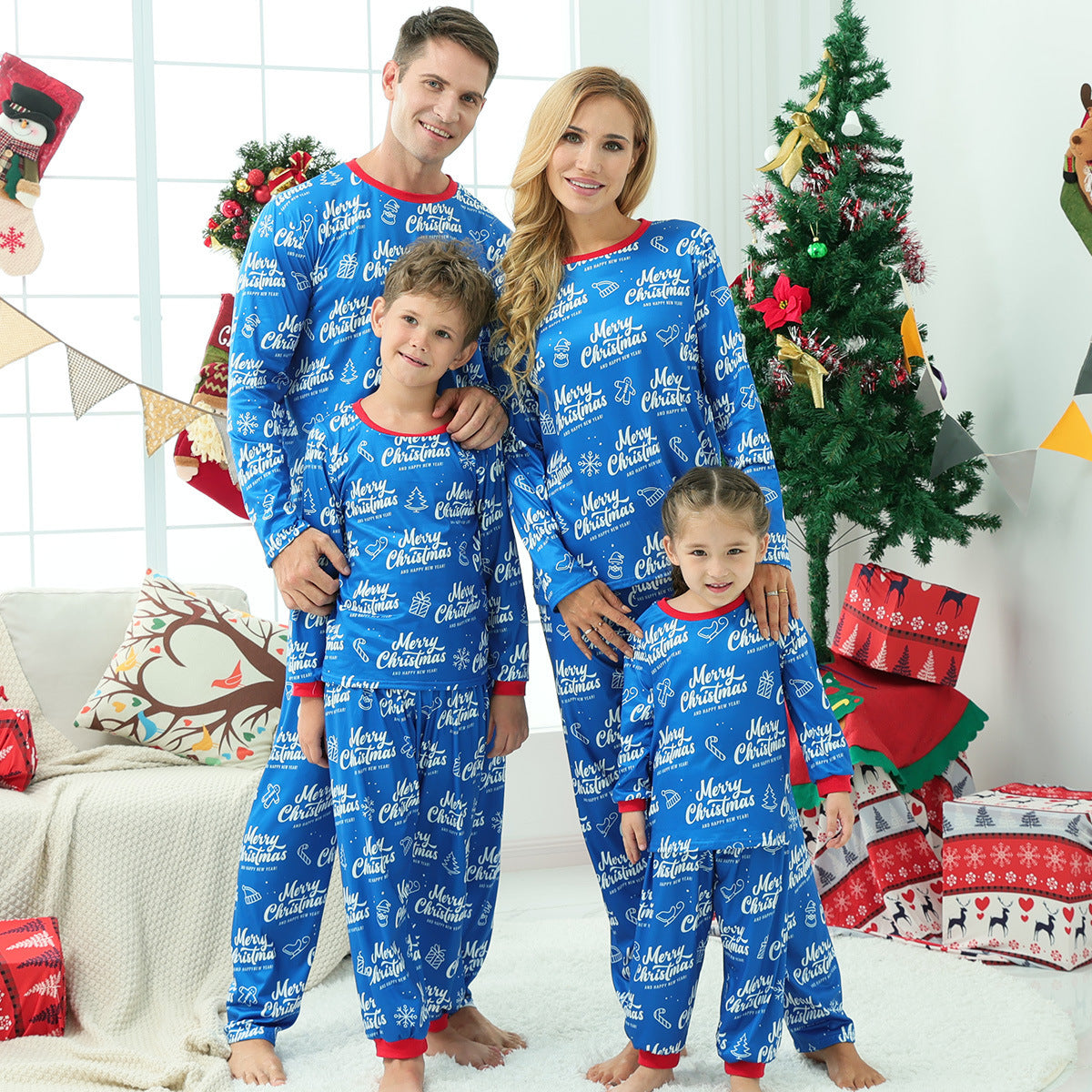 Christmas Loungewear Long Sleeve Printed Letter Pajama Set