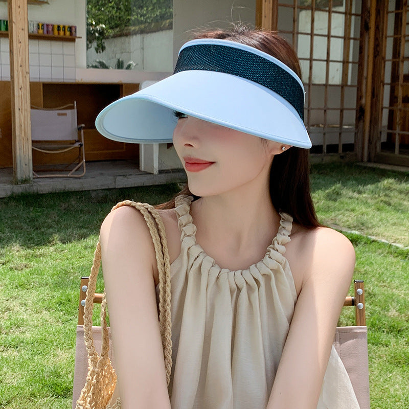Breathable Two-Tone Peach Shape Big Brim Sun Visor Cap for Summer UV Protection