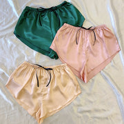 Lace-Up Loose Silk-Feel Loungewear Shorts – Women's Soft Casual Home Shorts