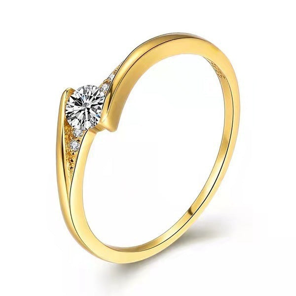 Elegant Women's Floral Gold Plated Alloy Engagement Ring