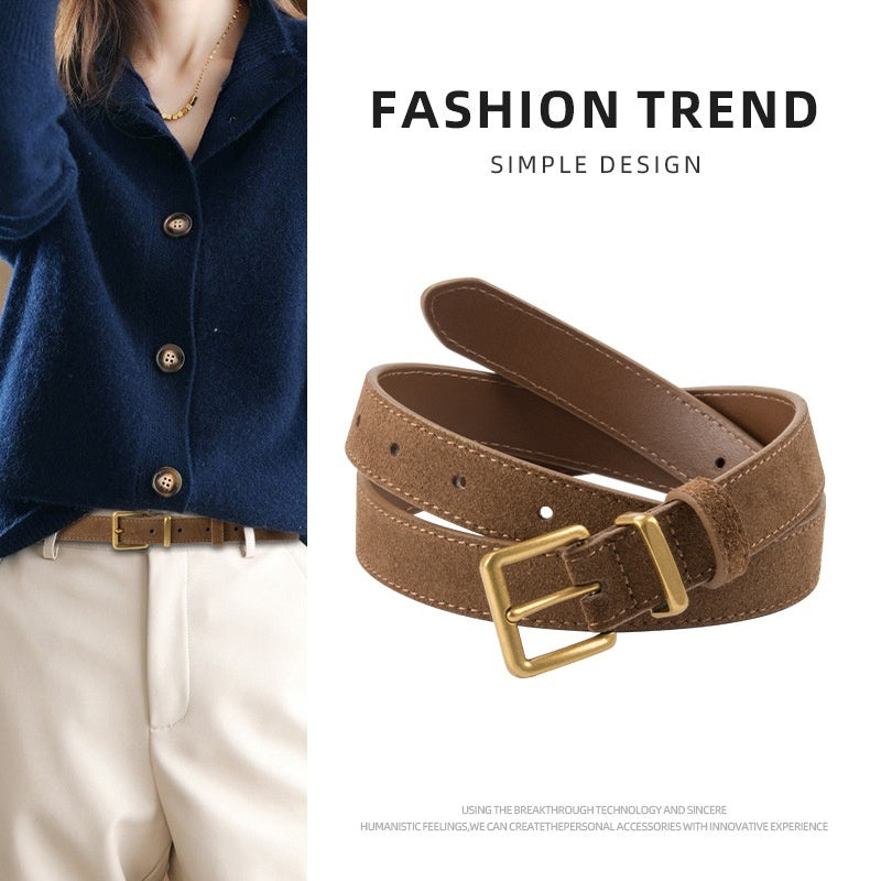 Suede Cowhide Retro Belt