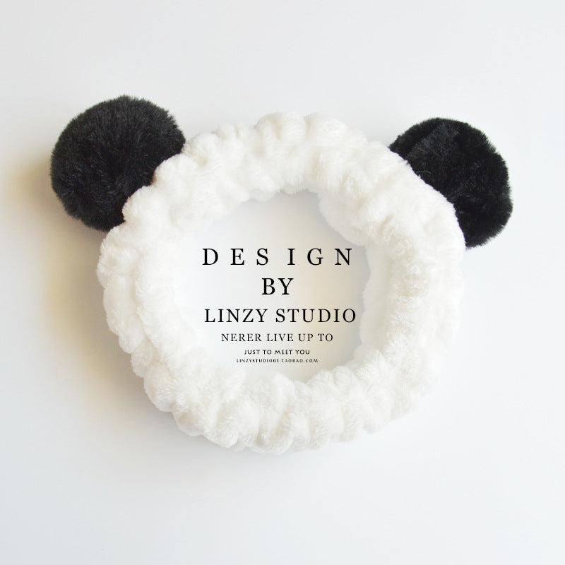 Cute Panda Ear Fleece Headband – Soft Makeup & Skincare Hair Wrap