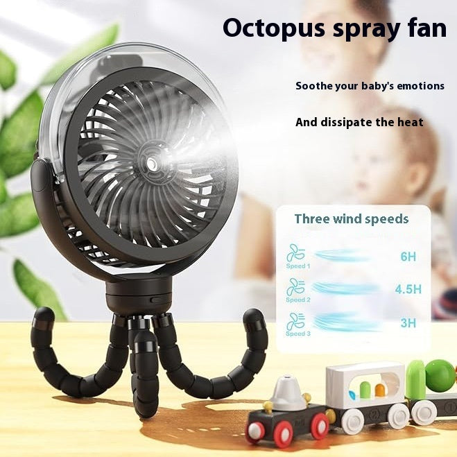 Outdoor Household Camping Comes With Ambience Light Stroller Octopus Spray Fan