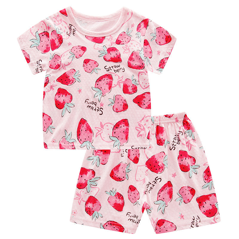 Summer Children's Short Sleeve Shorts Set Cotton Mesh
