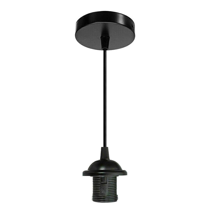Light Pendant Fitting Ceiling Rose E27 Suspension Set Black Light Base UK