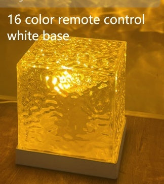 LED Water Ripple Projection Crystal Table Lamp with RGB Dimmable Ambient Night Light