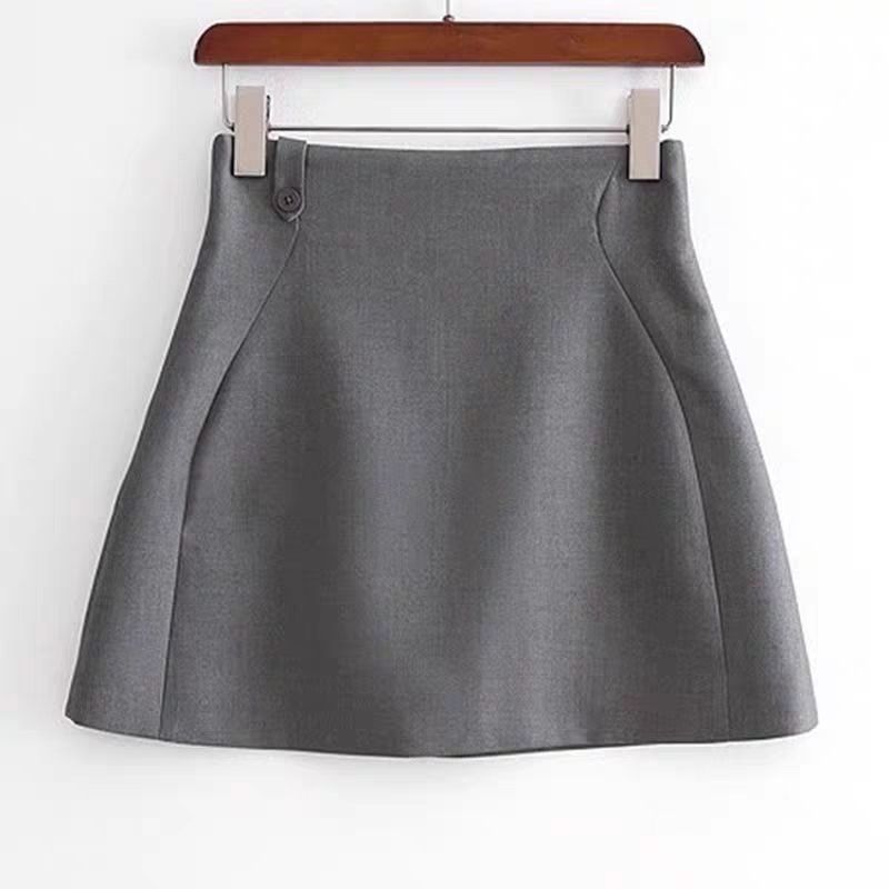 Women’s Gray High Elastic Hip Skirt – Slim Fit Urban Style Mini Skirt
