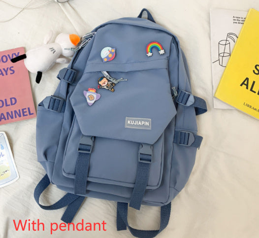 Women's Nylon Casual Campus Backpack Plain Shoulder Bag