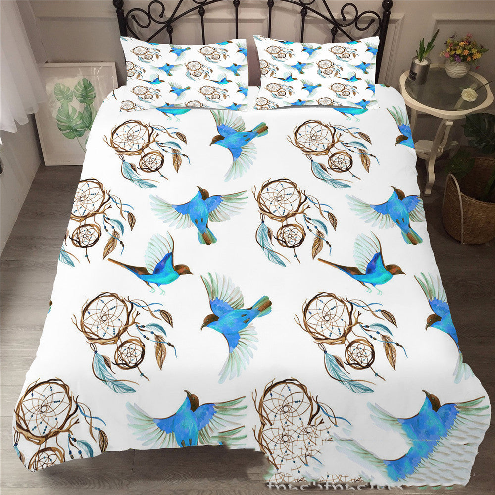 European-American Style 3D Dream Catcher Polyester Twill Quilted Three-Piece Bedding Set