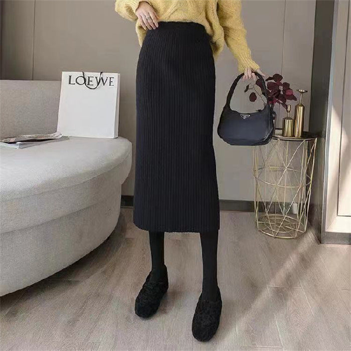 High Waist Straight Skirt – Long Slimming Sweater Dress