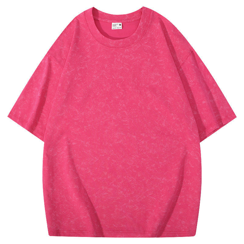 Unisex Batik Cotton Loose Fit T Shirt Distressed Round Neck