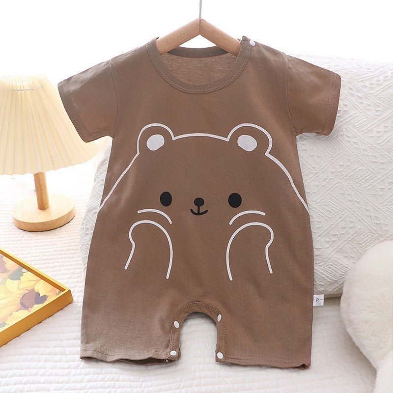 Cotton Summer New Korean Style Baby Boy Thin Women's Short-sleeved Children's Jumpsuit