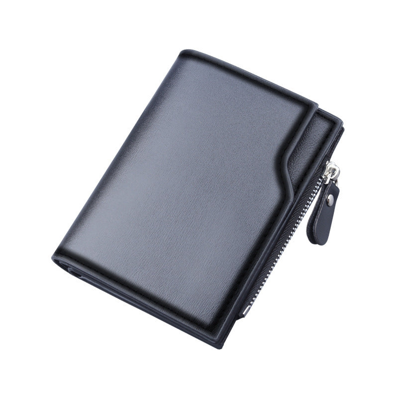 Men's PU Three Fold Wallet Slim Card Slots Solid Color
